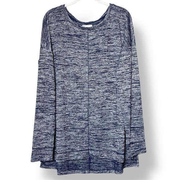 Lou & Grey Stretch Jersey Knit Long Sleeve T-shirt Large navy blue tee top - Picture 1 of 11